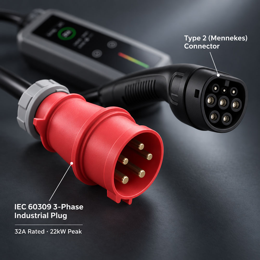 EVMBO Portable EV Charger Type - Type 2 Portable Ev Charger 11Kw Cee review and price
